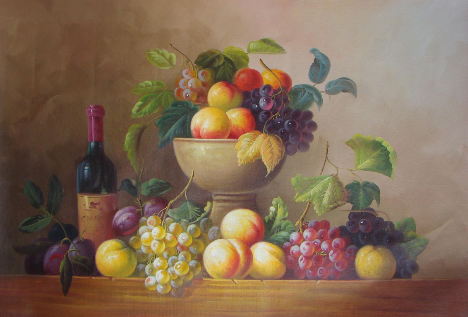 美坊水果油画 手绘欧式餐厅挂画 横版有框餐厅油画装饰画水果静物