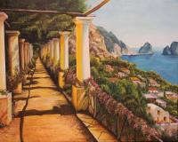 美坊地中海风景油画手绘欧式古典风情别墅卧室玄关过道装饰画 资深画师手绘