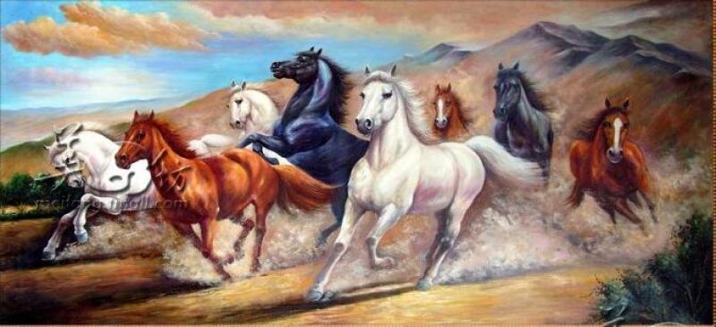 新中式八骏图马到成功油画骏马图140DW八马图油画，ARTmix美坊画师全手绘油画