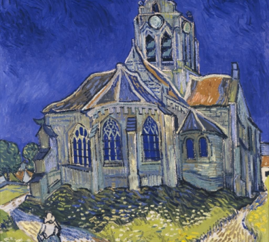 梵高油画作品《奥维尔教堂》 与荷兰奥维尔教堂实地实景对比赏析