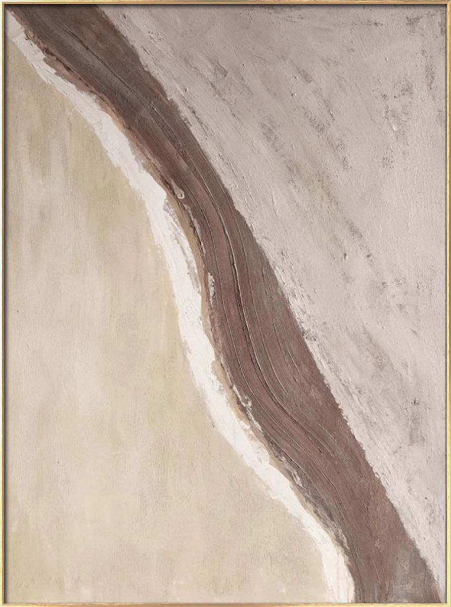 ARTmix原创手绘侘寂赤贫风手绘抽象油画 << 黄金海岸>>北欧现代简约意式极简wabisabi抽象玄关挂画大芬村纯手绘装饰画肌理感立体画230004A