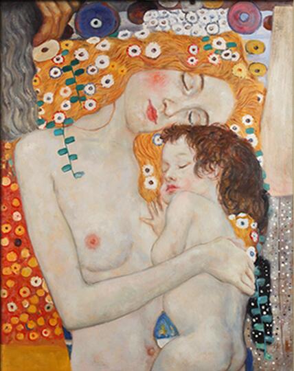 手绘欧式油画人物卧室玄关竖版装饰画壁画克林姆特世界名画母与子