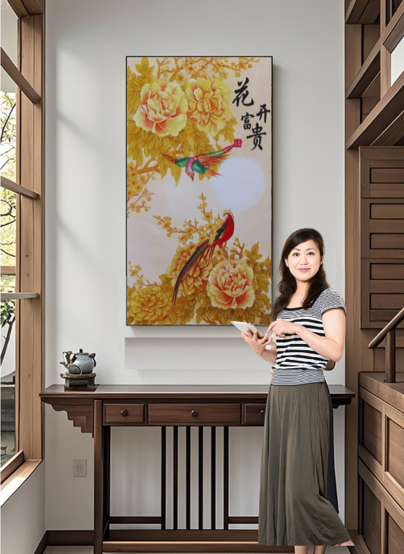 花开富贵定制油画 场景效果图