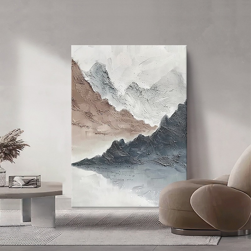侘寂风山水纯手绘油画以简约抽象 1