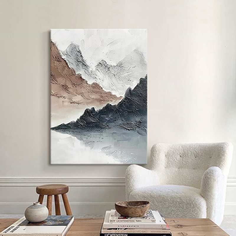 侘寂风山水纯手绘油画以简约抽象 2