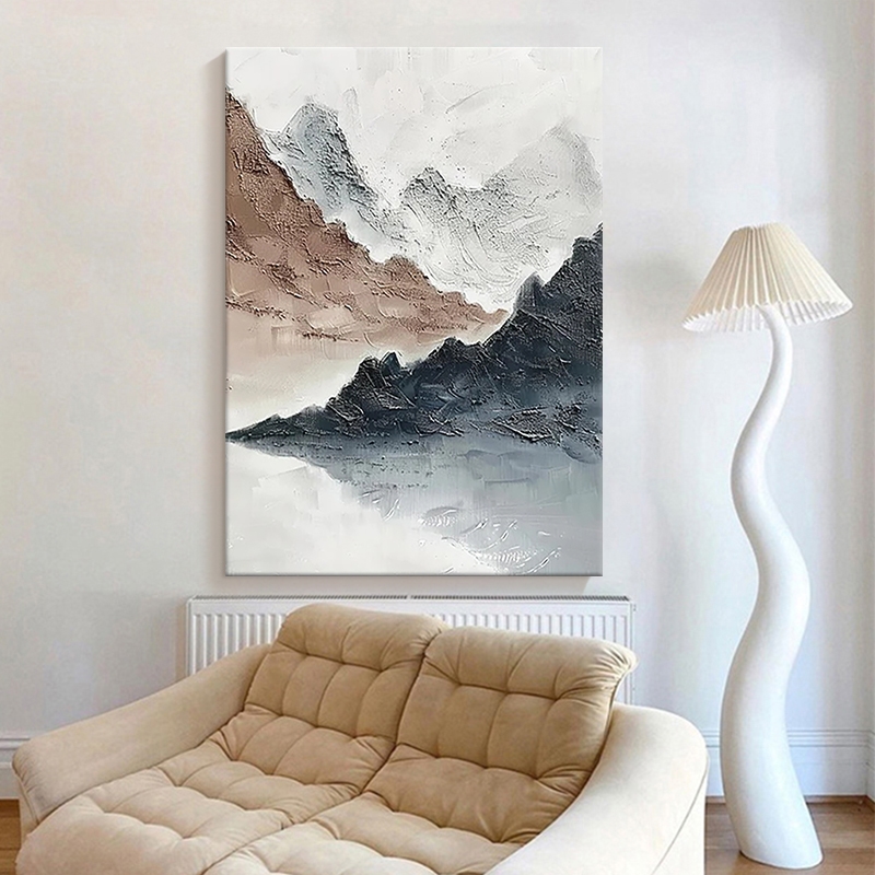 侘寂风山水纯手绘油画以简约抽象 3