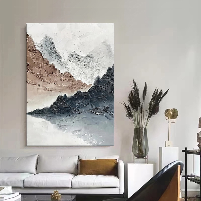 侘寂风山水纯手绘油画以简约抽象 4