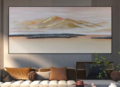 《金山·影》ARTmix原创手绘抽象金山油画极简手绘装饰画 客厅办公室背景墙挂画 现代艺术收藏品 AM2349
