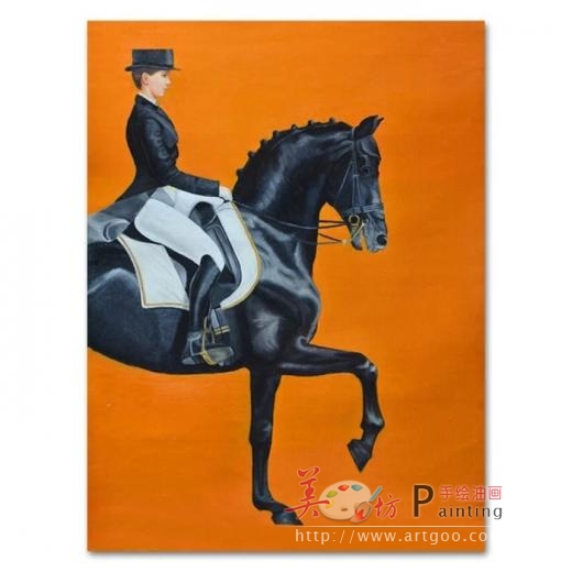 《马到成功》黑马骑士油画，优雅高贵的艺术装饰AM2395