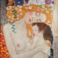 手绘欧式油画人物卧室玄关竖版装饰画壁画克林姆特世界名画母与子