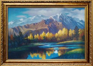 欧式油画纯手绘山水风景美式别墅客厅玄关竖版走廊招财风水装饰画