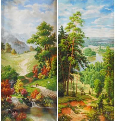欧式定制油画手绘玄关装饰画竖版过道走廊挂画客厅壁画风景