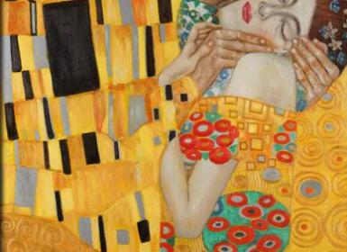 欧式手工油画卧室玄关酒店会所装饰画手绘名画克林姆特klimt吻
