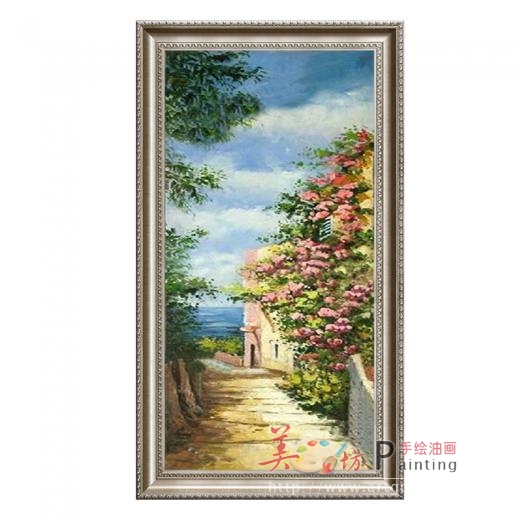 美坊纯手工油画有框竖版风景挂画欧式家居玄关手绘田园山水装饰画 资深画师手绘 欧式古典 风景油画
