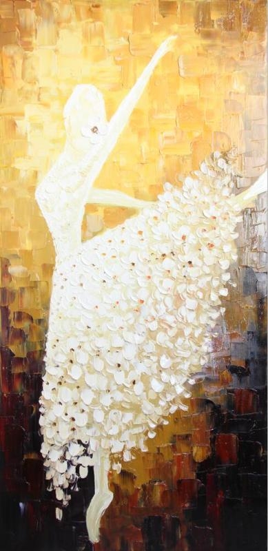 油画芭蕾舞 欧式立体装饰画玄关过道挂画手工竖版抽象画舞者定制 手绘油画 艺术笔触之美 简约欧式