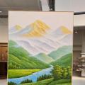 《金山流水 财运共生》ARTmix原创手绘油画玄关客厅风水装饰画办公室招财山水画家居挂画商务礼品定制可改尺寸AM2310